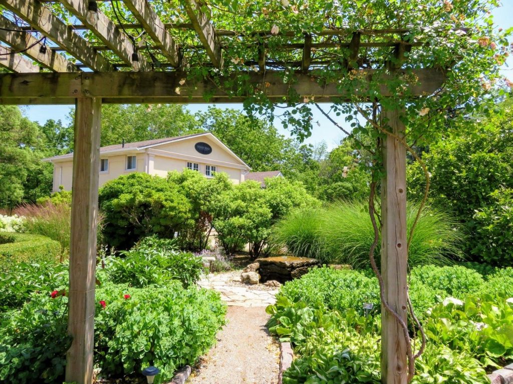 view of the gardens outside the winery