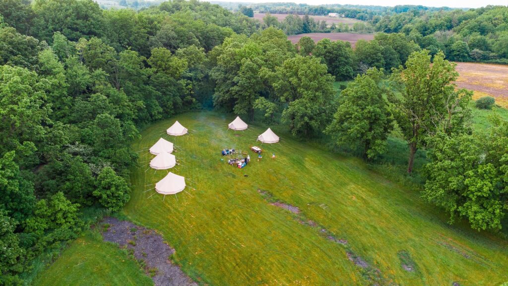 Group of tents in feild