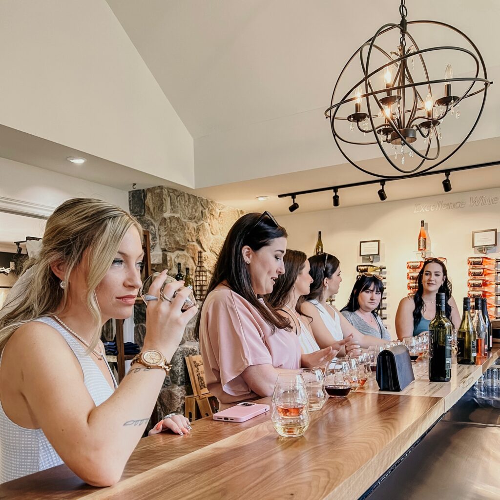 girls drinking wine