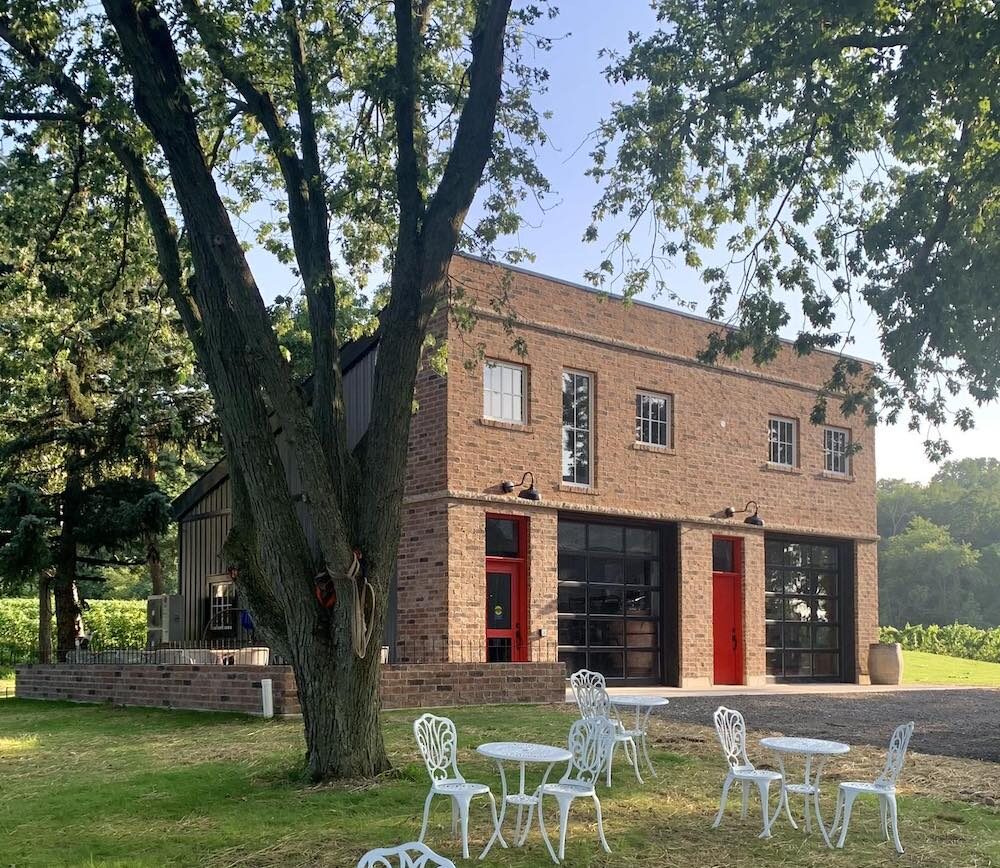 front of building with trees